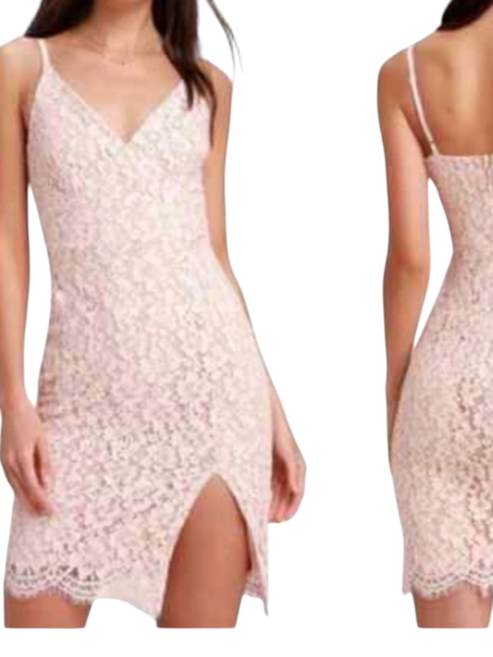 Lulus Elegant Lace Slip Dress in Blush Pink Size Medium